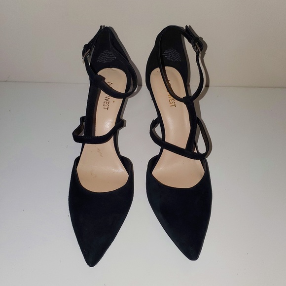 Nine West Shoes - Black Suede Nine West Tornado 3 T and ankle strap  Pump 9 1/2